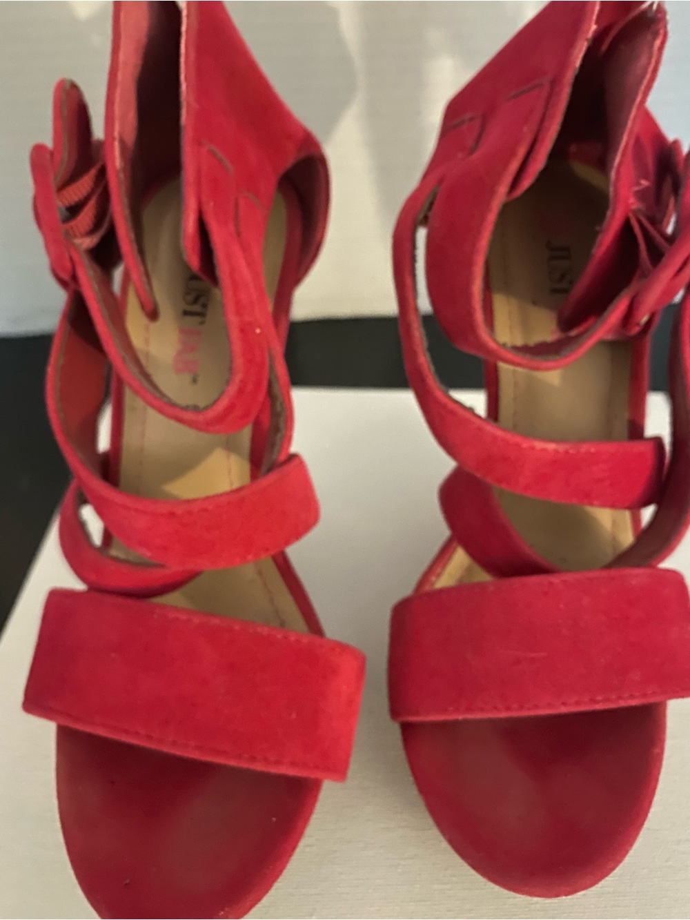 JustFab Red Suede Strappy High Heels